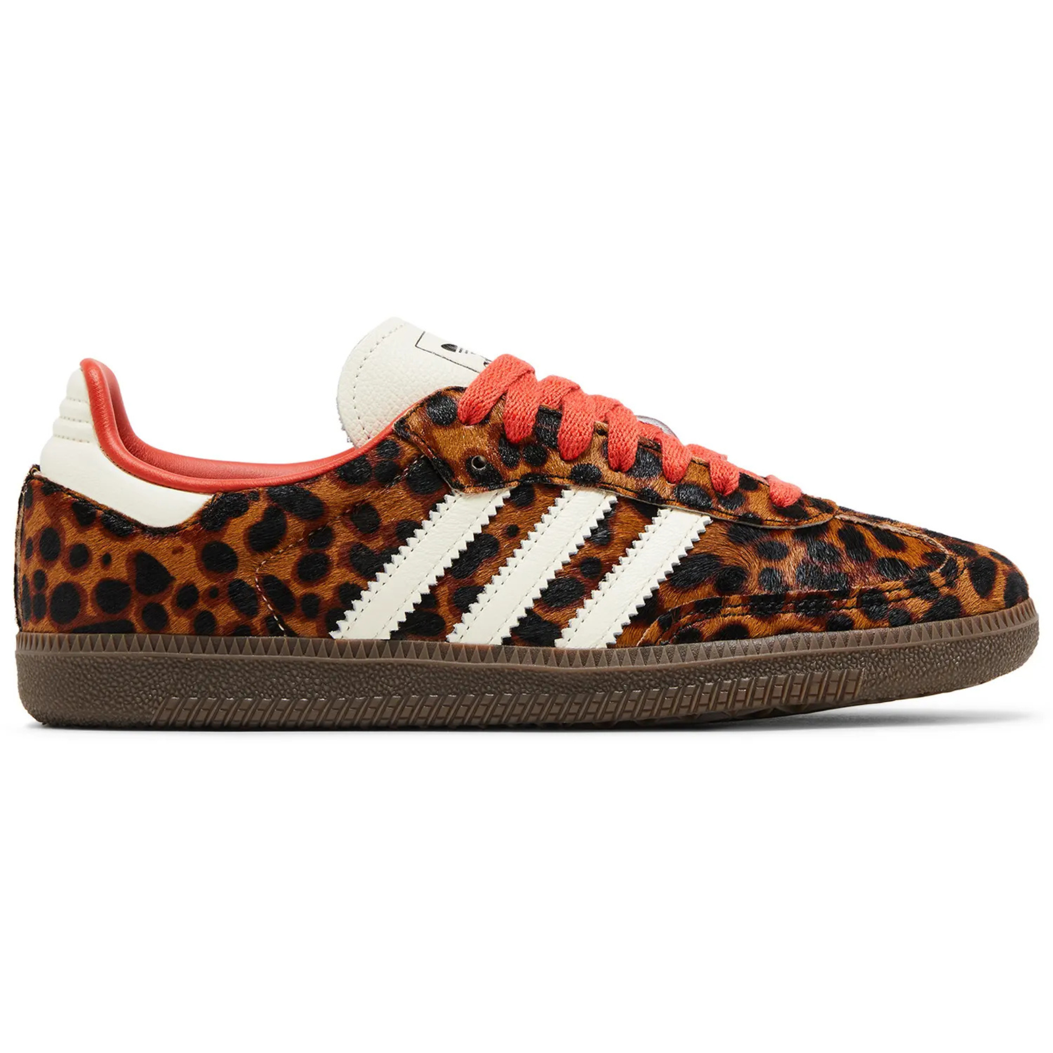 Wmns Samba OG Cheetah Pack sneaker in preloved red with cheetah print design.
