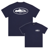 Corteiz OG Island Tee Navy with island graphic print on front and back.
