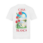 Casablanca LA Days Printed T-Shirt in white with beach and rose design.