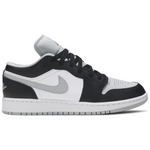 Air Jordan 1 Low GS Smoke Grey sneaker with black, white, and grey design.