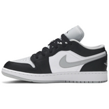 Air Jordan 1 Low GS Smoke Grey sneaker with black, white, and grey color scheme.