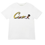 Corteiz Chainsaw Tee White with graphic design on front.