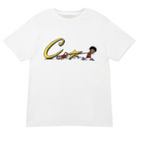 Corteiz Chainsaw Tee White with graphic design on front.