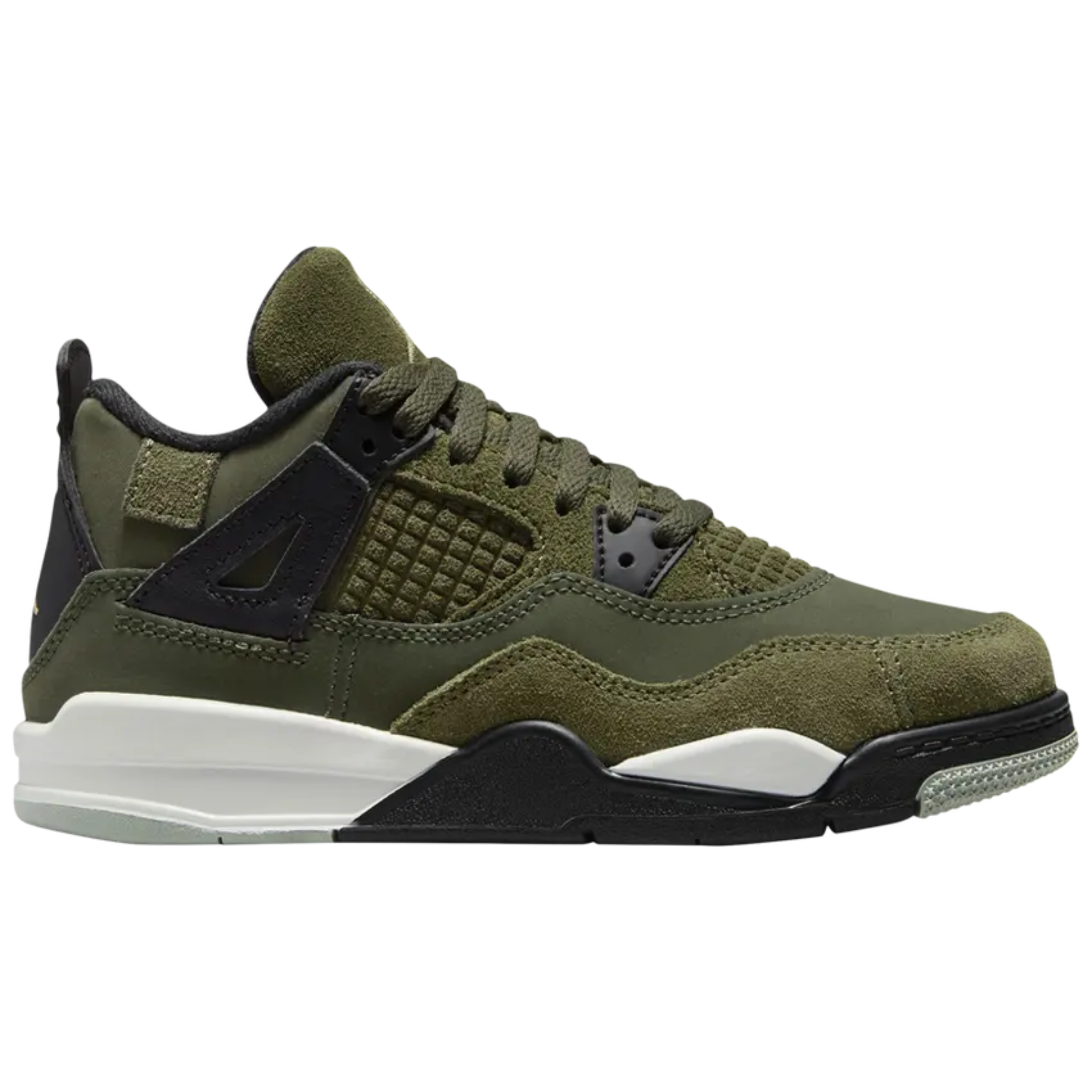 Olive Air Jordan 4 Retro SE PS Craft sneaker with black accents and white midsole