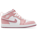 Pink and white Air Jordan 1 Mid sneaker for kids Valentine’s Day 2023 edition