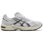 Gel 1130 white and cloud grey running shoe with black logo and breathable mesh upper
