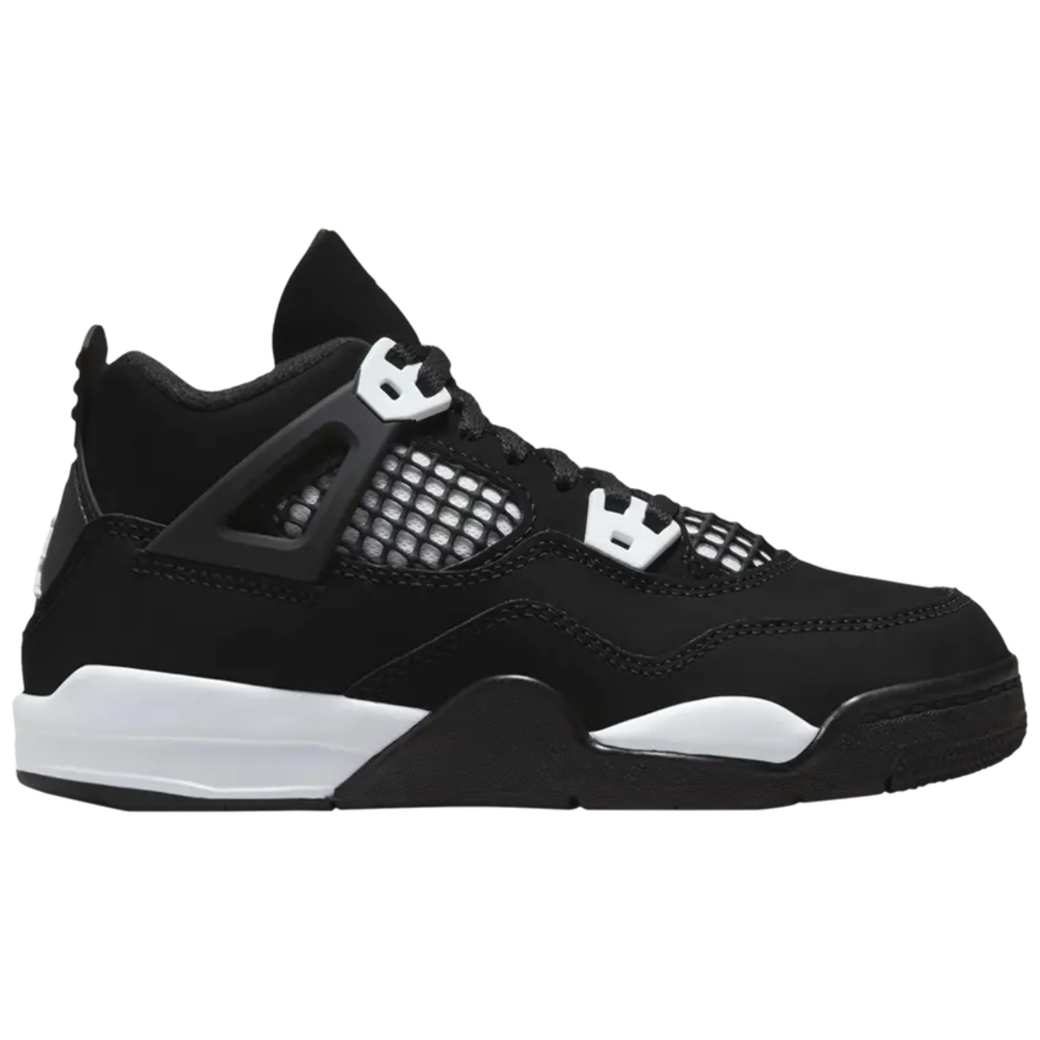 Black and white Air Jordan 4 Retro PS White Thunder sneaker side view