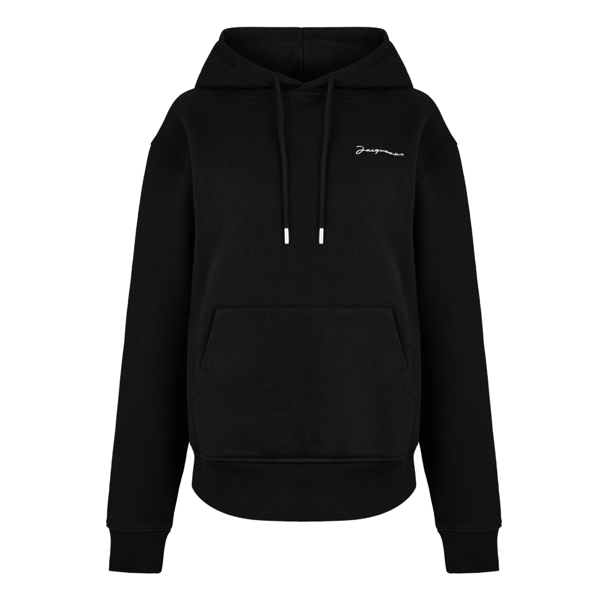 Black Jacquemus Le Sweatshirt with hood and front pocket featuring embroidered logo