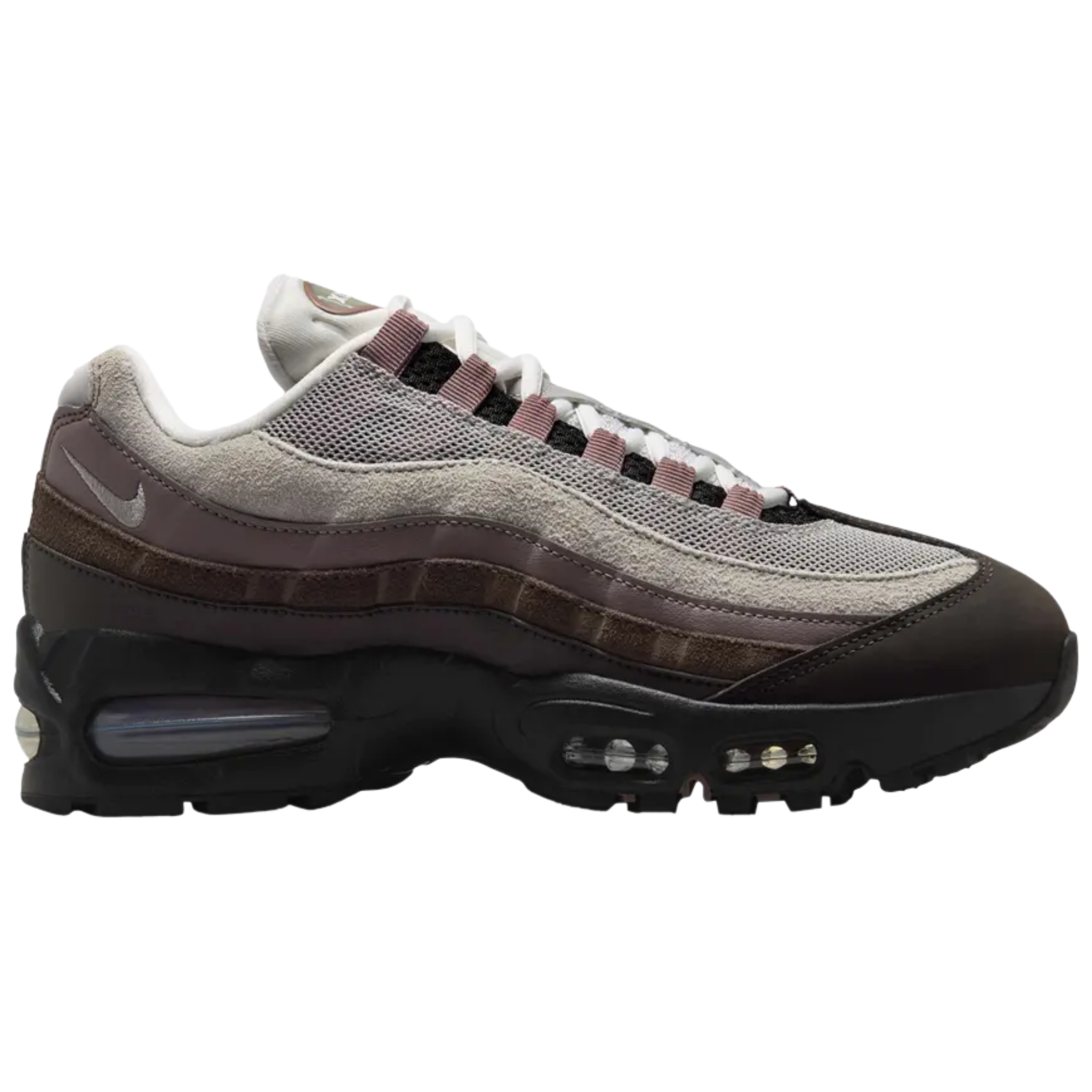 Wmns Air Max 95 OG Velvet Brown sneaker side view with brown and beige tones and black sole
