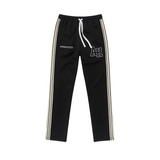 Black ANNIE HOOD track pant with white side stripes and drawstring waistband