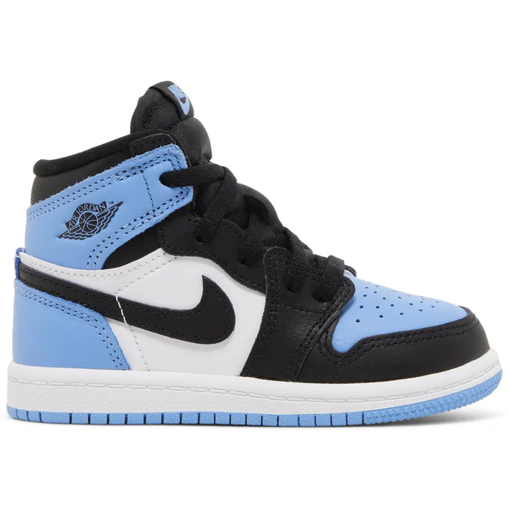 Air Jordan 1 Retro High OG TD UNC Toe sneaker in black, white, and light blue colorway