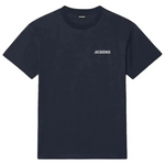 Jacquemus Les Classiques dark navy T-shirt with white logo print on chest