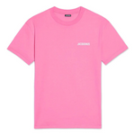 Pink Jacquemus Les Classiques logo t-shirt with crew neckline and short sleeves