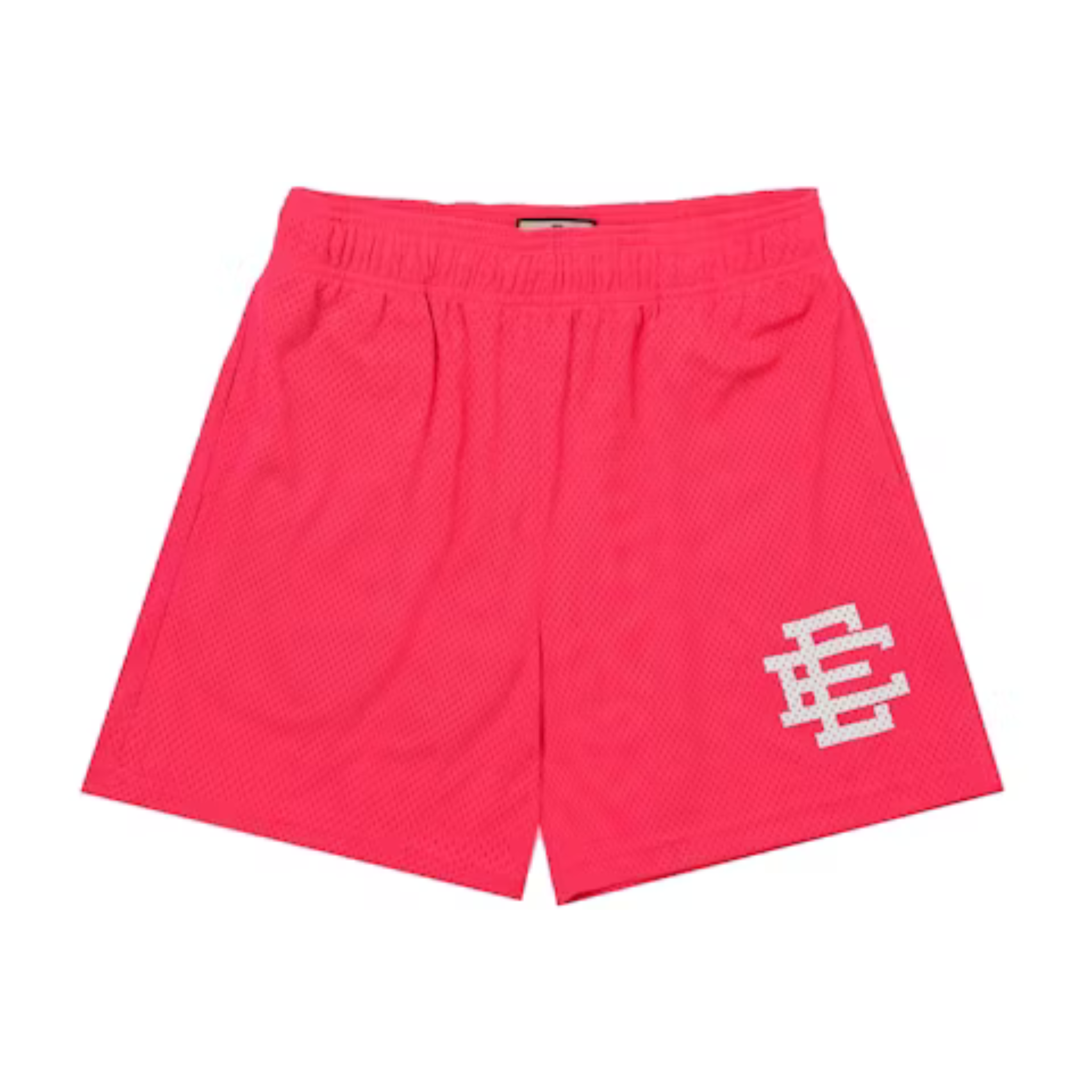 Eric Emanuel EE Basic Neon Pink mesh shorts with white logo