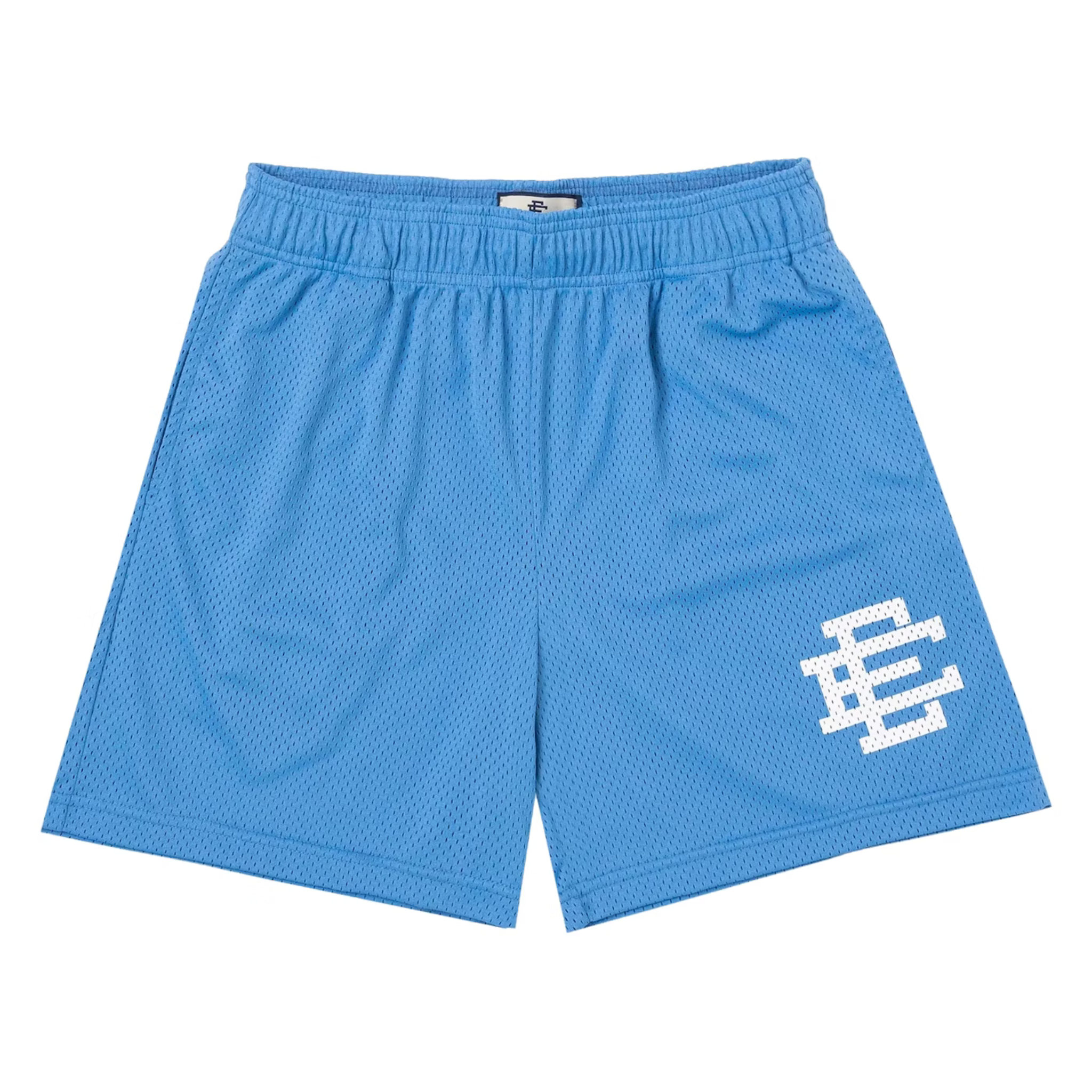 Eric Emanuel EE Basic Short in Carolina Blue with mesh fabric and white EE logo