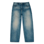 Broken Planet washed denim jeans in faded blue with a relaxed wide-leg fit.