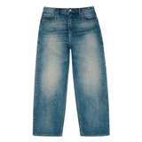 Broken Planet washed denim jeans in faded blue with a relaxed wide-leg fit.