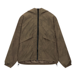 Siarr Venetian Windbreaker Khaki nylon jacket with relaxed fit, two-way zipper, water repellent, side slit pockets, and bottom drawcords.