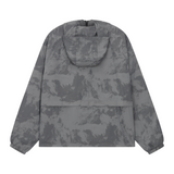 Siarr Venetian Windbreaker grey nylon jacket with relaxed fit, hood, side slit pockets, two-way zippers, bottom drawcords, and water repellent design.