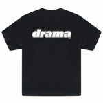 Black Drama Call Staff tee with white bold "drama" text on the back