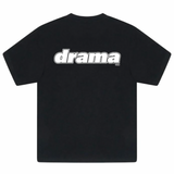Black Drama Call Staff tee with white bold "drama" text on the back