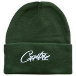 Green Corteiz Allstarz Beanie with white embroidered logo