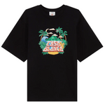 Black Casablanca Beach Wave T-shirt with tropical palm tree and wave graphic design