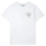 White Casablanca For The Peace T-shirt with heart logo and text design