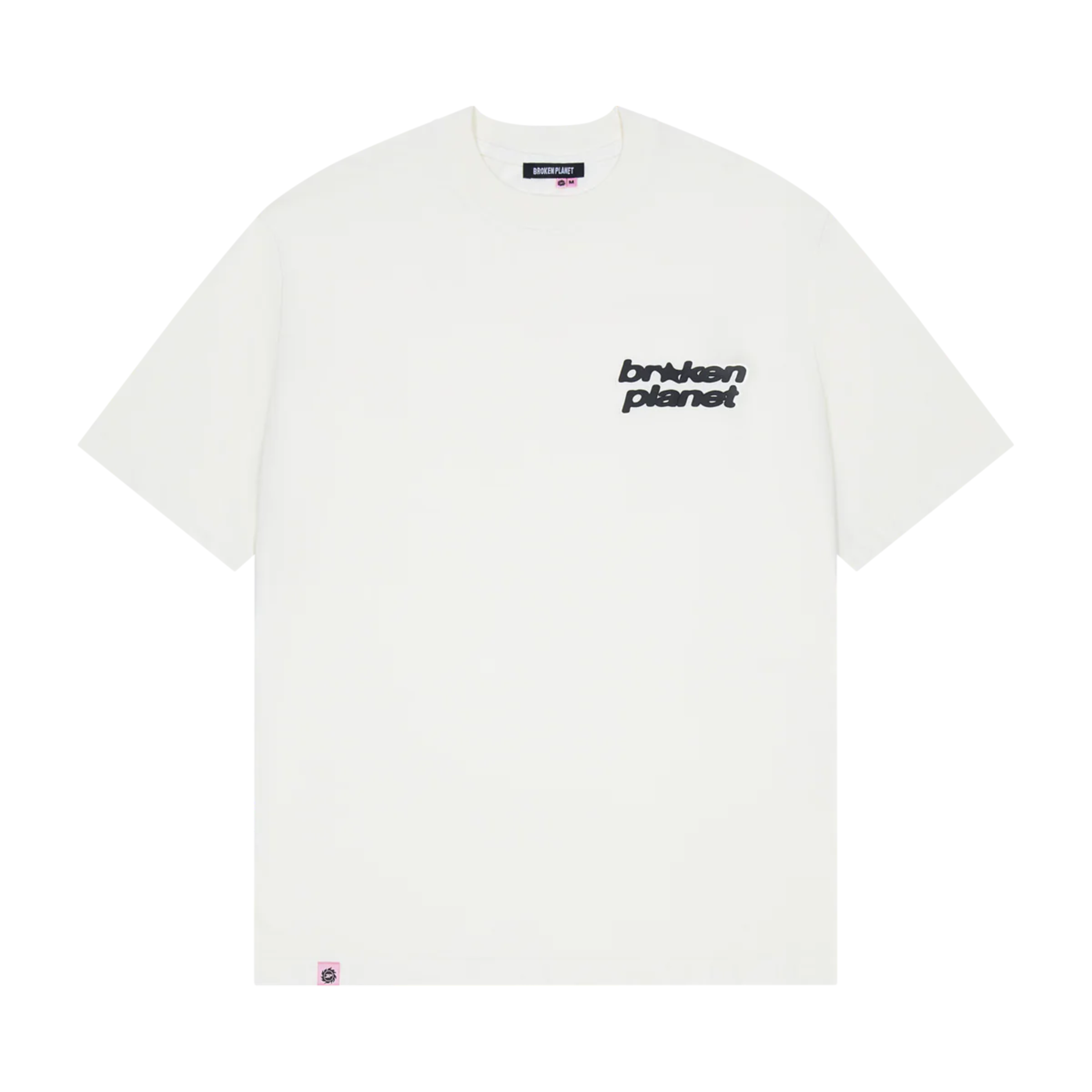 Broken Planet Basics vanilla white t-shirt with logo on chest