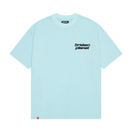 Broken Planet Basics ice blue t-shirt with black logo text on chest