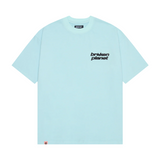 Broken Planet Basics ice blue t-shirt with black logo text on chest