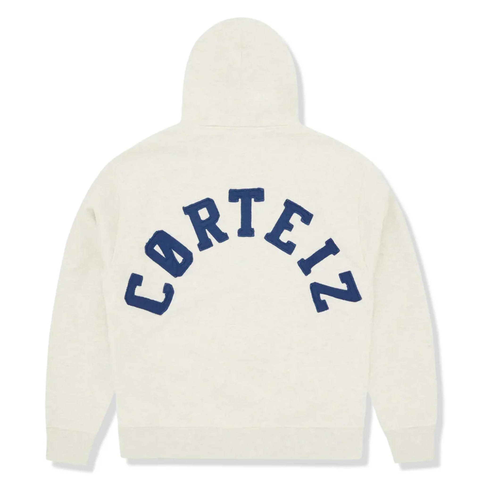 Corteiz Colly Arch Zip Hoodie in heather grey with blue arch logo on back