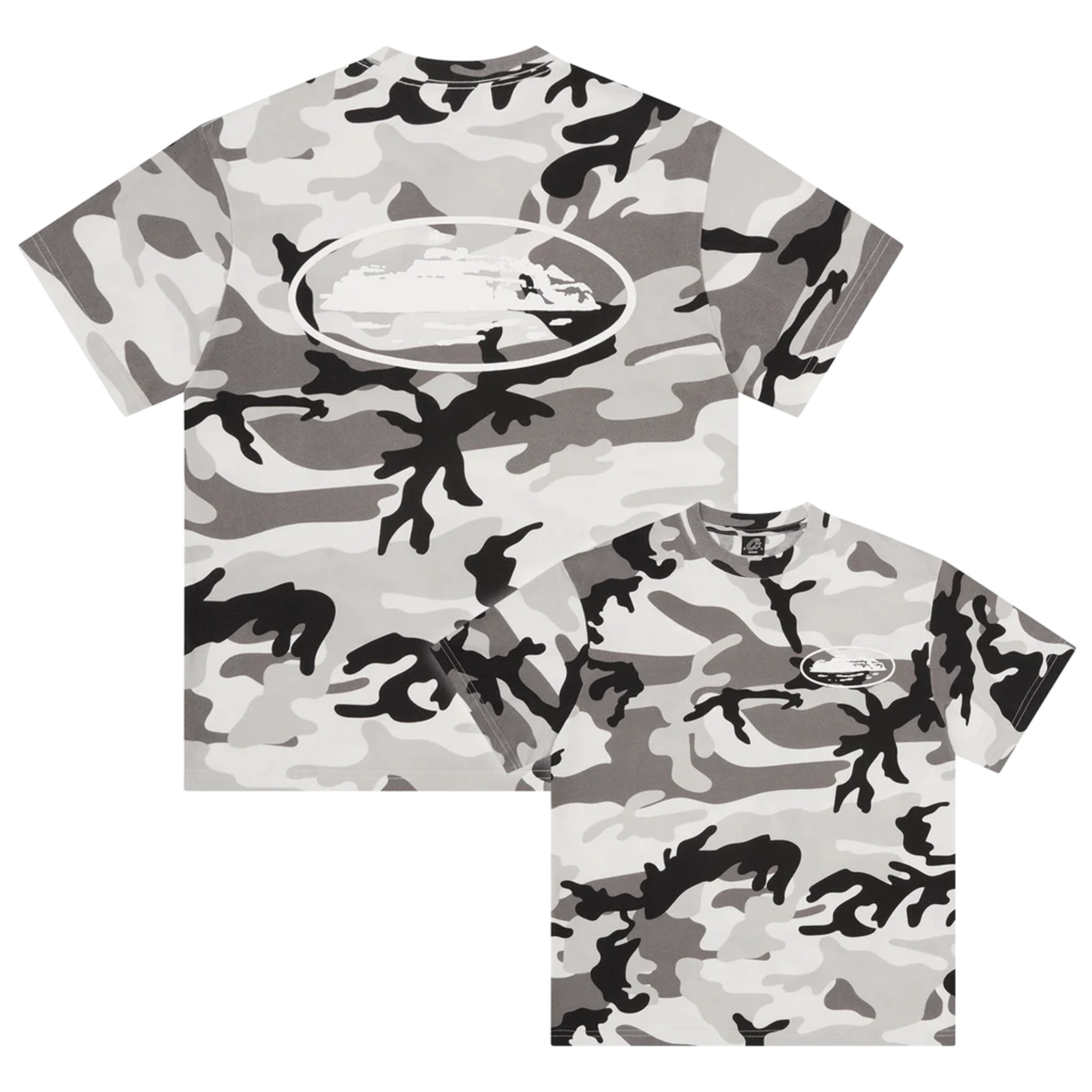 Corteiz OG Island Tee Arctic camo pattern with front and back logo print