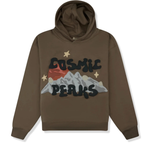 Broken Planet Market Cosmic Peaks hoodie with mountain and star design in brown