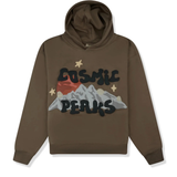 Broken Planet Market Cosmic Peaks hoodie with mountain and star design in brown