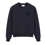 AMI Paris navy sweatshirt with Ami De Coeur patch design