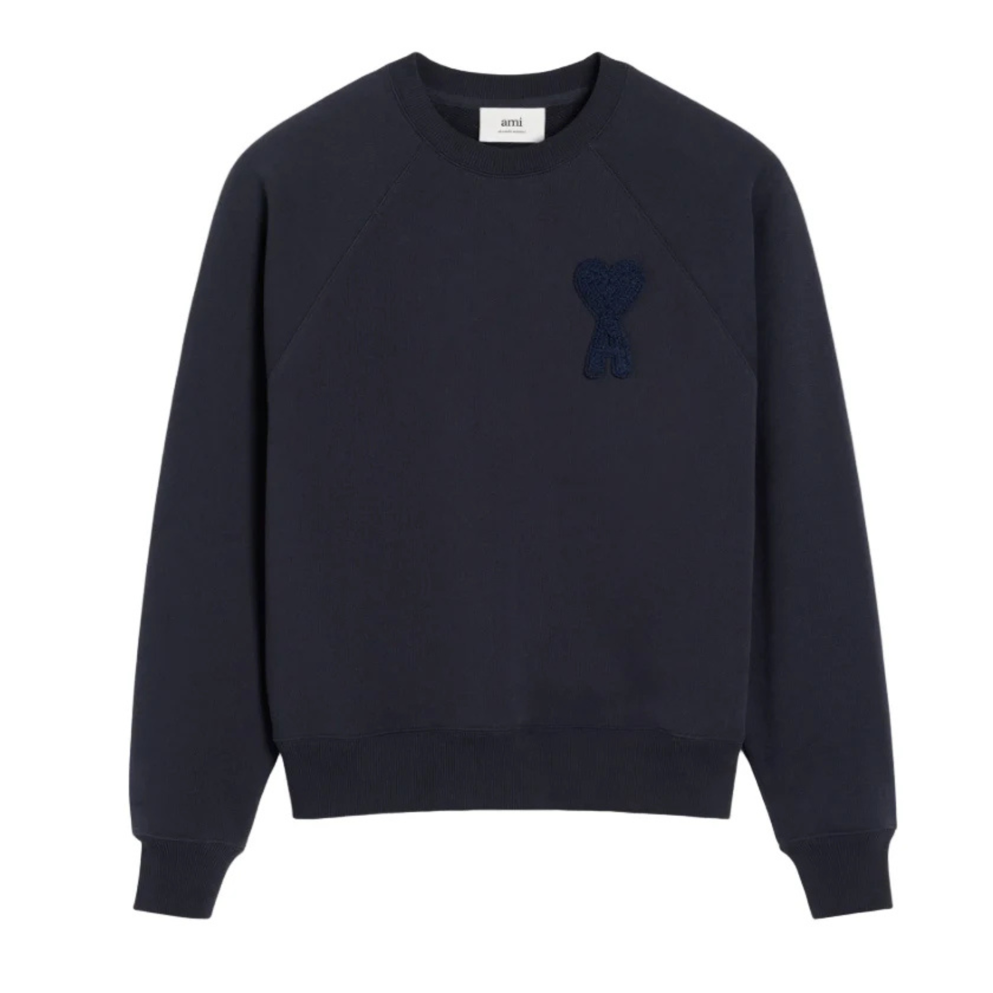 AMI Paris navy sweatshirt with Ami De Coeur patch design