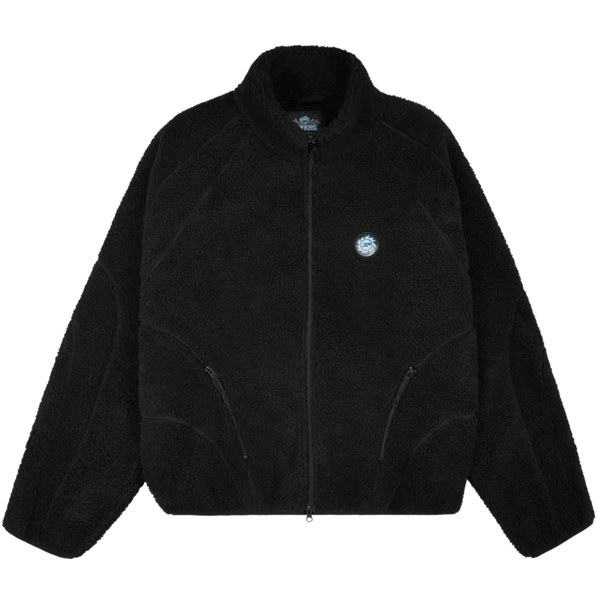 Broken Planet black polar fleece jacket with front zip and logo patch