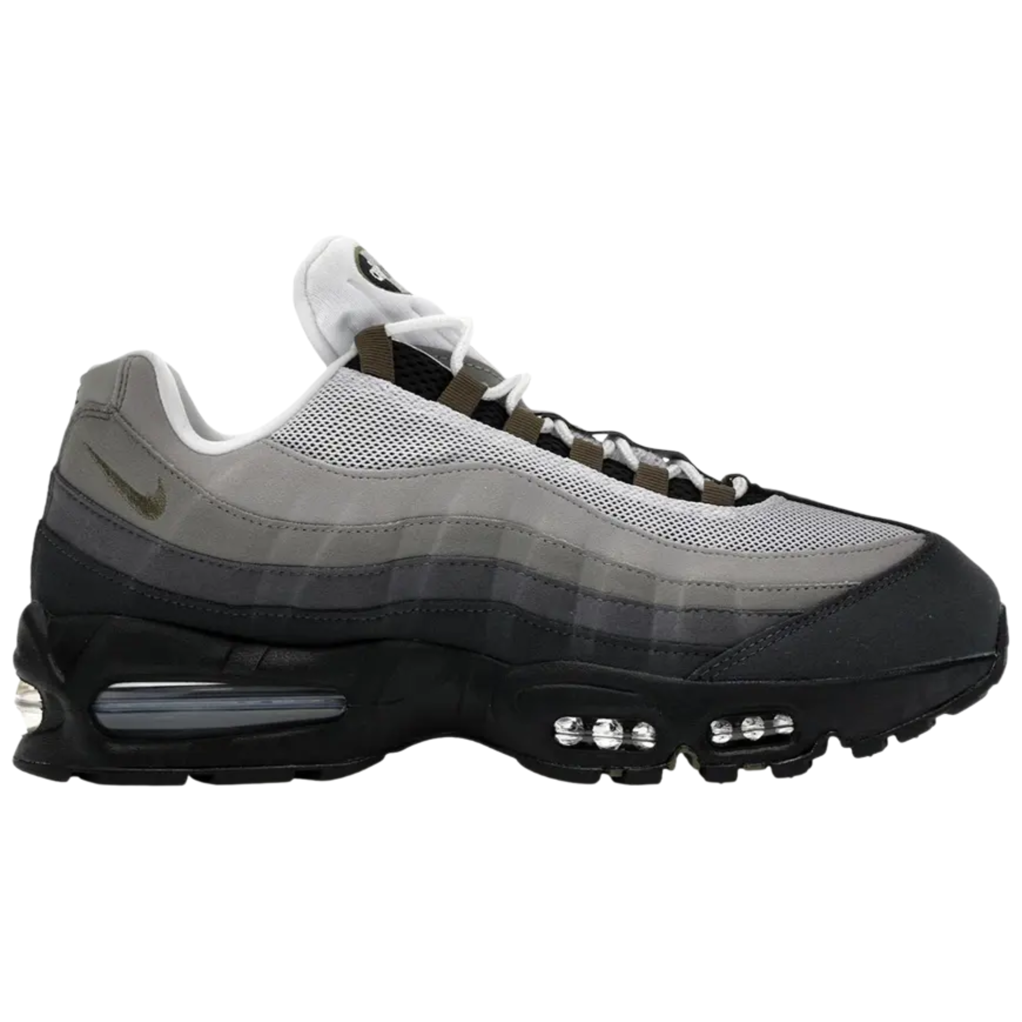 Nike Air Max 95 Big Bubble sneaker in black and medium olive side view