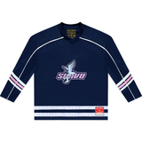 Suavo World Eagle Mesh Jersey long sleeve in navy with pink and white stripes and eagle logo