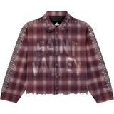 Suavo World maroon Saint Valley flannel jacket with plaid and studded sleeves