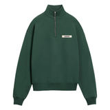 Jacquemus Le Camionneur dark green half zip cotton sweatshirt with gros grain detail