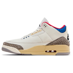 Air Jordan 3 Retro Seoul 2.0 sneaker side view in white with beige and blue accents