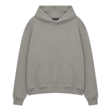 Siarr Puff Hoodie in dove grey with kangaroo pocket and elevated puff print design