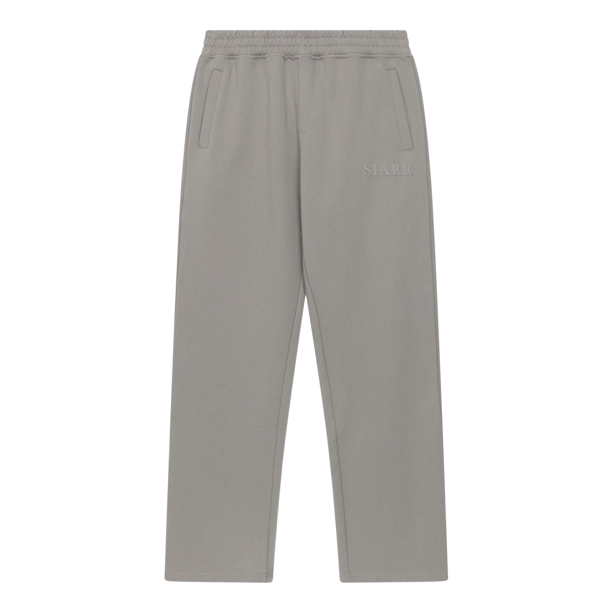 Siarr Puff Joggers in dove grey with elastic waistband and slit pockets, 100% cotton regular fit joggers