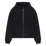 Siarr Washed Zip Through Hoodie in washed black with full zip and kangaroo pockets