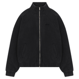 Siarr Washed Quilted Bomber Jacket in washed black with front zipper and side pockets