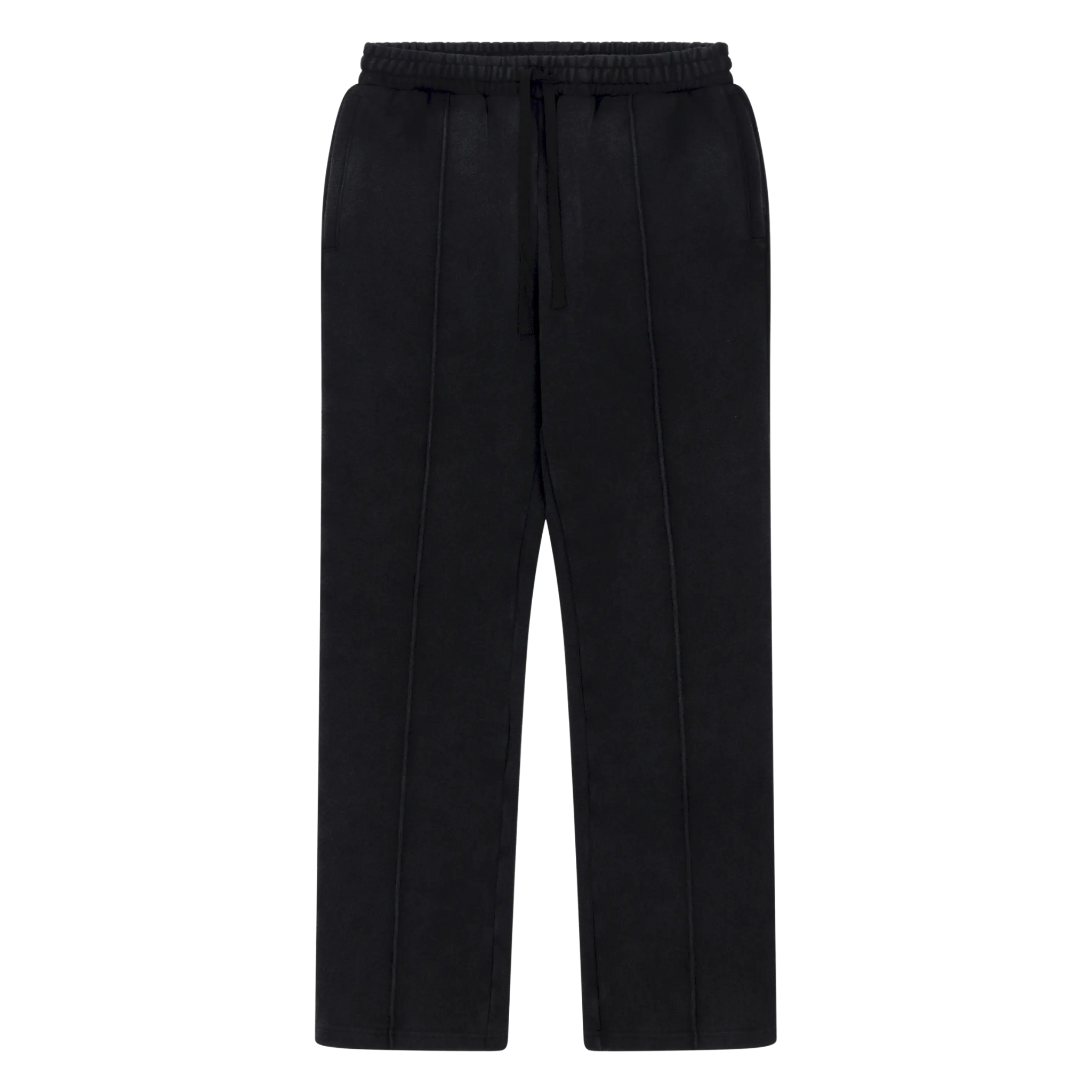 Siarr Washed Piping Joggers in washed black with regular fit, straight leg, piping detail, slit pockets, and elasticated waistband made of 100% cotton