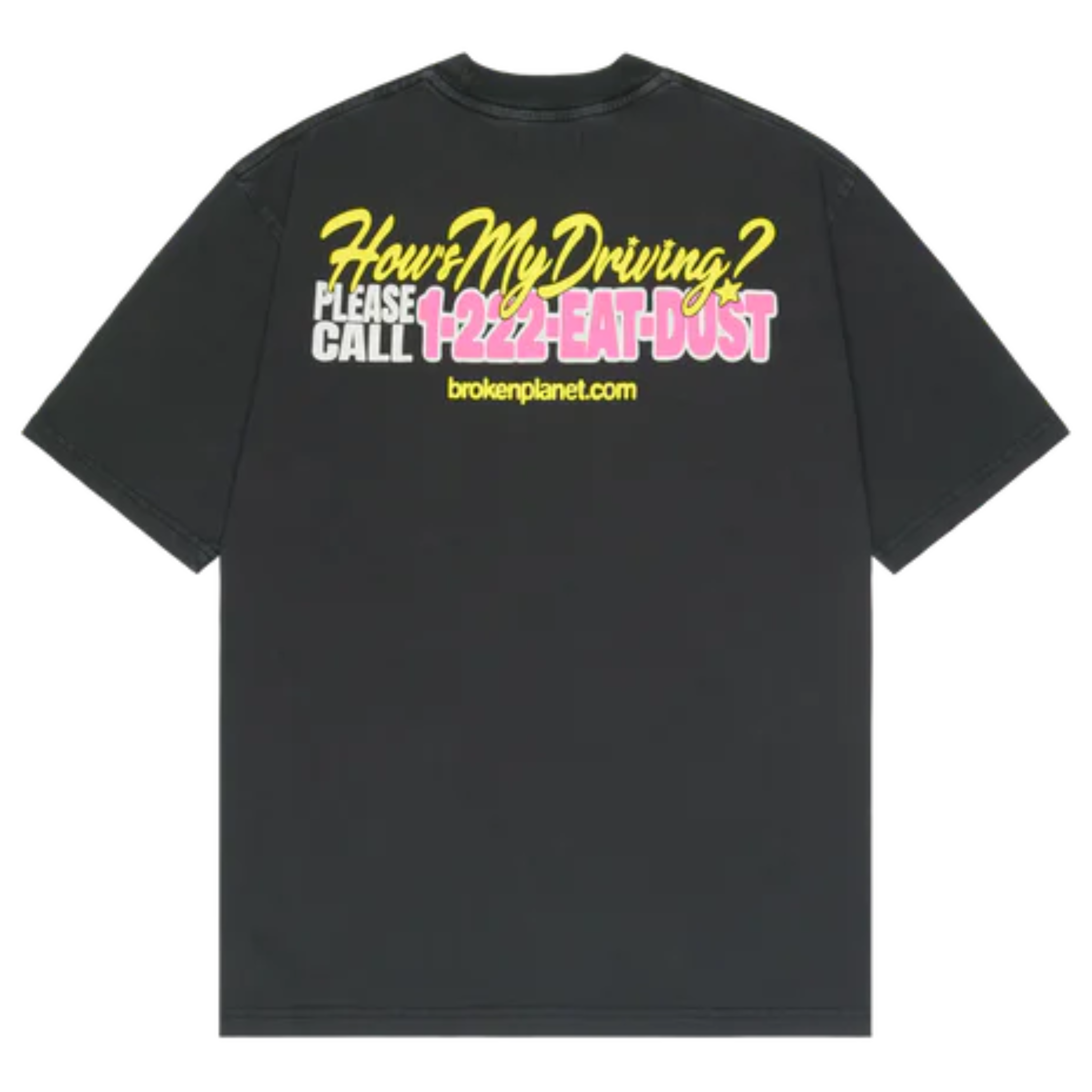 Broken Planet Fast Boyz Midnight Black T-Shirt with colorful back print and slogan design