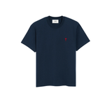 AMI Ami De Coeur night blue t-shirt with red heart logo on chest